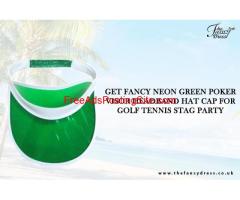 GET FANCY NEON GREEN POKER VISOR HEADBAND HAT CAP FOR GOLF TENNIS STAG PARTY