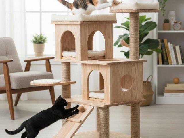 Elegant Wood Cat Tower for Stylish Homes – Catopia Co.
