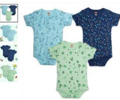 Baby Boys & Girls Pack of 3 Half Sleeve Romper – 100% Cotton Bodysuit Set
