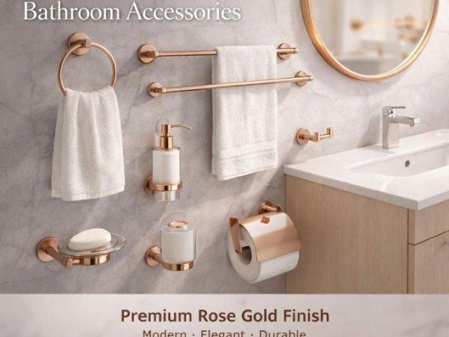 Premium Ovio RG Bathroom Accessories – Elegant Rose Gold Finish by Grafdoer