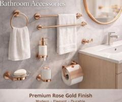 Premium Ovio RG Bathroom Accessories – Elegant Rose Gold Finish by Grafdoer
