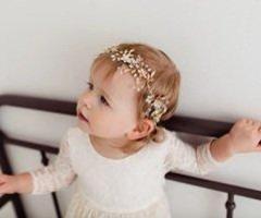 Lavelle Gold Floral Wedding Headband, Flower Girl Halo Crown, Rhinestone Baby Headband